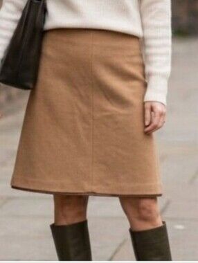 Boden Lois Classic Wool A-Line Women's Skirt in Camel
